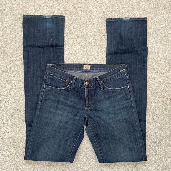 EUC Dark blue Gold Sign low rise straight leg Envy jeans size 27 - Picture 1 of 7
